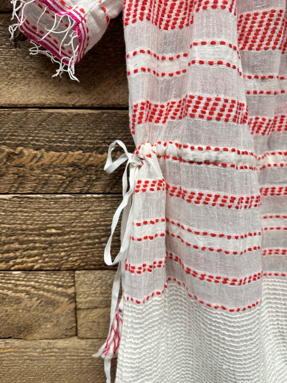 Lemlem Striped Tassel Cover-Up Dress Size M Pink & White Boho - Picture 3 of 8